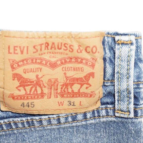 Levi’s 445 Distressed Denim Jean Shorts Blue Cutoff Jorts W31 - Picture 4 of 6